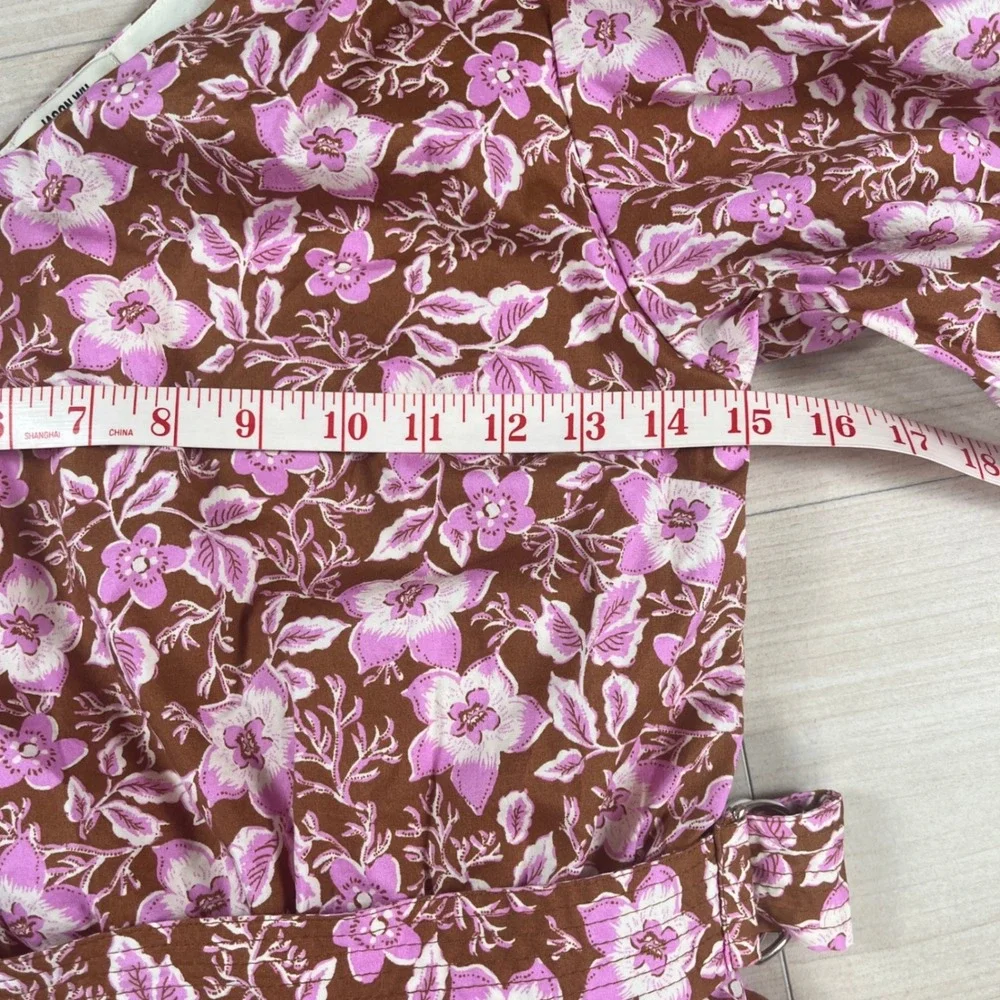 Jason Wu Floral One Shoulder Mini Dress Brown Pink Sz XS